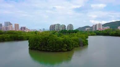 4k航拍三亚城市打卡地标树冠酒店视频的预览图